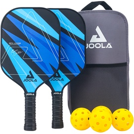 JOOLA Pickleball Set Blue Lightning Inklusive 2 Schläger, 4 Bällen und Tasche, ideal für Freizeitspieler, Ben Johns, 7-teilig