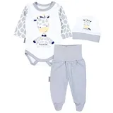 TupTam Erstausstattungspaket Baby Mädchen Jungen Bekleidungsset Langarmbody Hose Mütze mit Spruch bunt 62