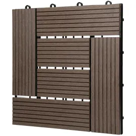 ECD Germany WPC Terrassenfliesen Dunkelbraun 30 x 30 cm 11 St.