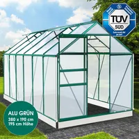 Brast Aluminium-Gewächshaus 380x190x195 grün