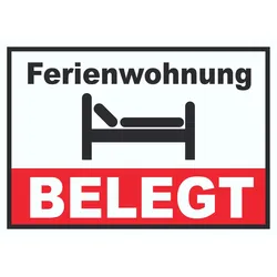 Ferienwohnung BELEGT Schild Pension Motel Hotel Zimmer Frei A3 Rückseite selbstklebend