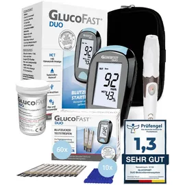 Glucofast Duo Blutzuckermessgerät mg/dL mit 60 Teststreifen St Set