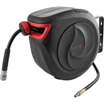 POPPSTAR Druckluftschlauchtrommel (15m+1m, Durchmesser 3/8" (9,5x15mm)) Schnellkupplung 1/4" BSPT, Schlauchtrommel m. Automatik Aufroller f. Druckluft Schlauch