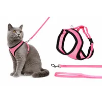 Karlie katzengeschirr - Harms rosa Katzengeschirr für Kätzchen mit passender Leine - atmungsaktives Mesh und sicherer Klickverschluss - 28cm / 32-41cm / 110cm