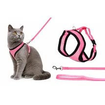 Karlie katzengeschirr - Harms rosa Katzengeschirr für Kätzchen mit passender Leine - atmungsaktives Mesh und sicherer Klickverschluss - 28cm / 32-41cm / 110cm