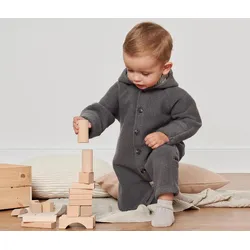 Tchibo - Walkoverall mit RWS-Wolle - Baby - Gr. 62/68 - dunkelgrau