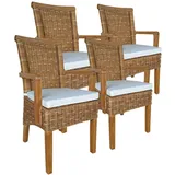 Amagohome Armlehnstuhl Esszimmer Stühle Set mit Armlehnen 4 Stück Rattanstühle braun Perth Ko 53 cm x 96 cm x 57 cm