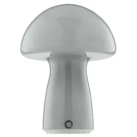 Lightbox LED Akku Pilzleuchte aus Glas, 250 lm, 2700 K, H 22 cm, dimmbar, grau - Grau