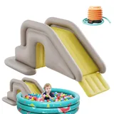 Aufblasbare Rutsche Schritt, Aufblasbare Pool Rutsche, Wasserrutsche für Aufblasbares Planschbecken, Kippsichere Aufstellpools Aufblasbares Wasserrutsche, Lustige Wasserspielwaren Sommer