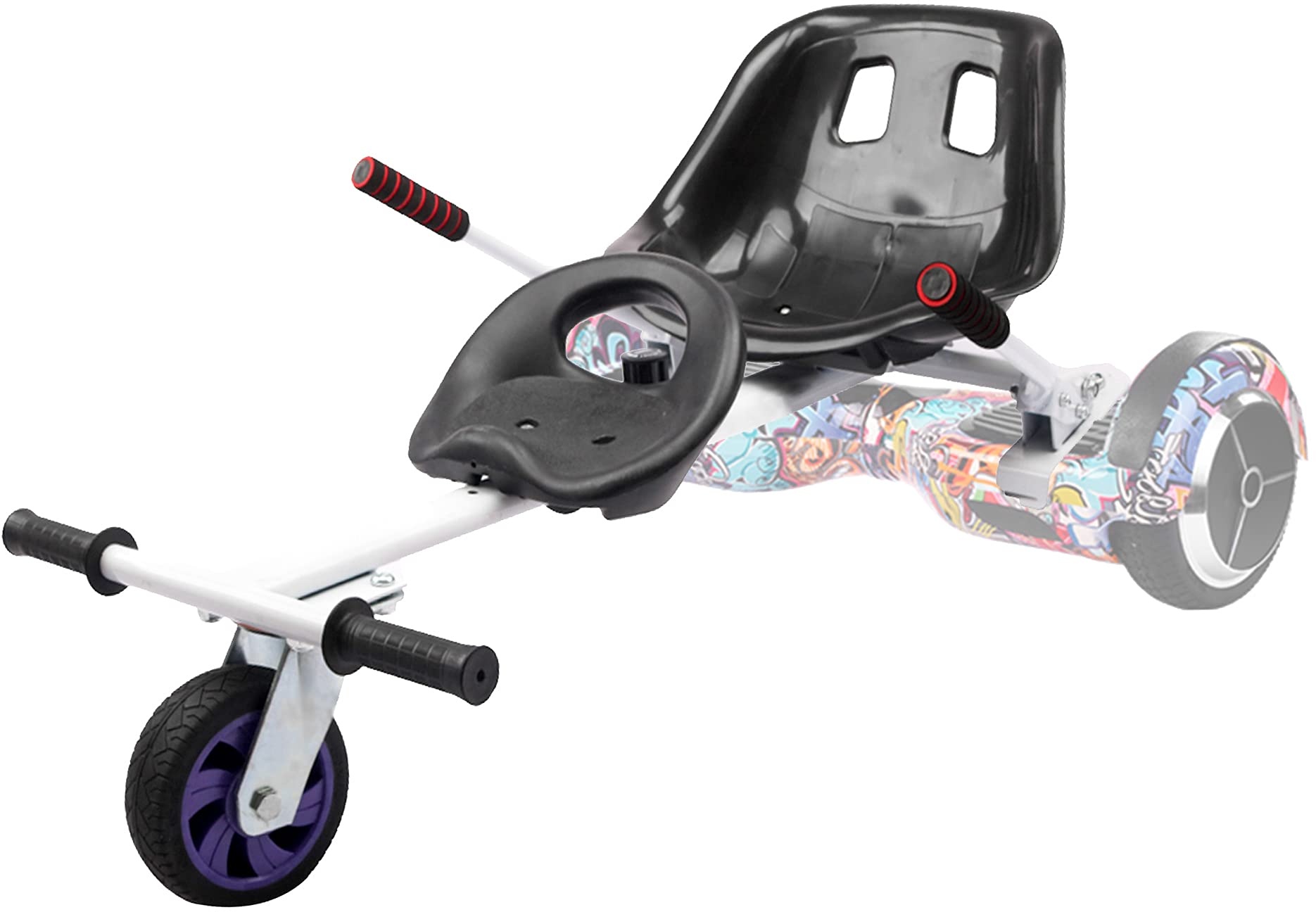 TGHY Hoverboard Sitz Hoverkart Doppelsitz Verstellbarer Rahmen Verwandeln Sie Ihren Selbstausgleichenden Scooter in Go-Kart Passen Auf 6,5" 8" und 10" Machen Das Fahren Spaß und Sicher,Weiß,PU