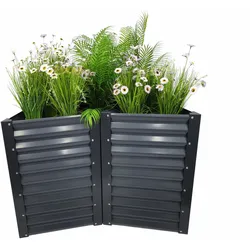 OUTFLEXX Hochbeet, anthrazit, Aluminium-Zink-Stahl, 152x152x84 cm, verstellbar