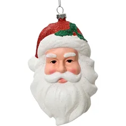 Christbaumschmuck Weihnachtsmann Kopf 13,3cm Kunststoff Anhänger Weihnachtskugel