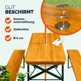 CASARIA Bierzeltgarnitur 3-tlg. Tisch 180 x 50 cm braun klappbar