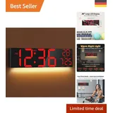 Große 30 Zoll LED Wanduhr mit Auto-Dimmung, Countdown-Timer & Fernbedienung