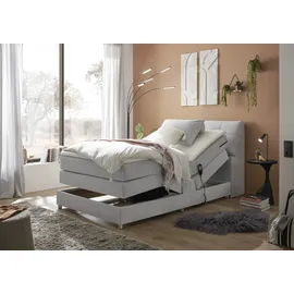 ed exciting design Boxspringbett ED EXCITING DESIGN "Toulouse", grau (hellgrau), B:122cm L:236cm, Komplettbetten, Boxspringbett, inkl. Motor, inkl. Stauraum im Kopfteil
