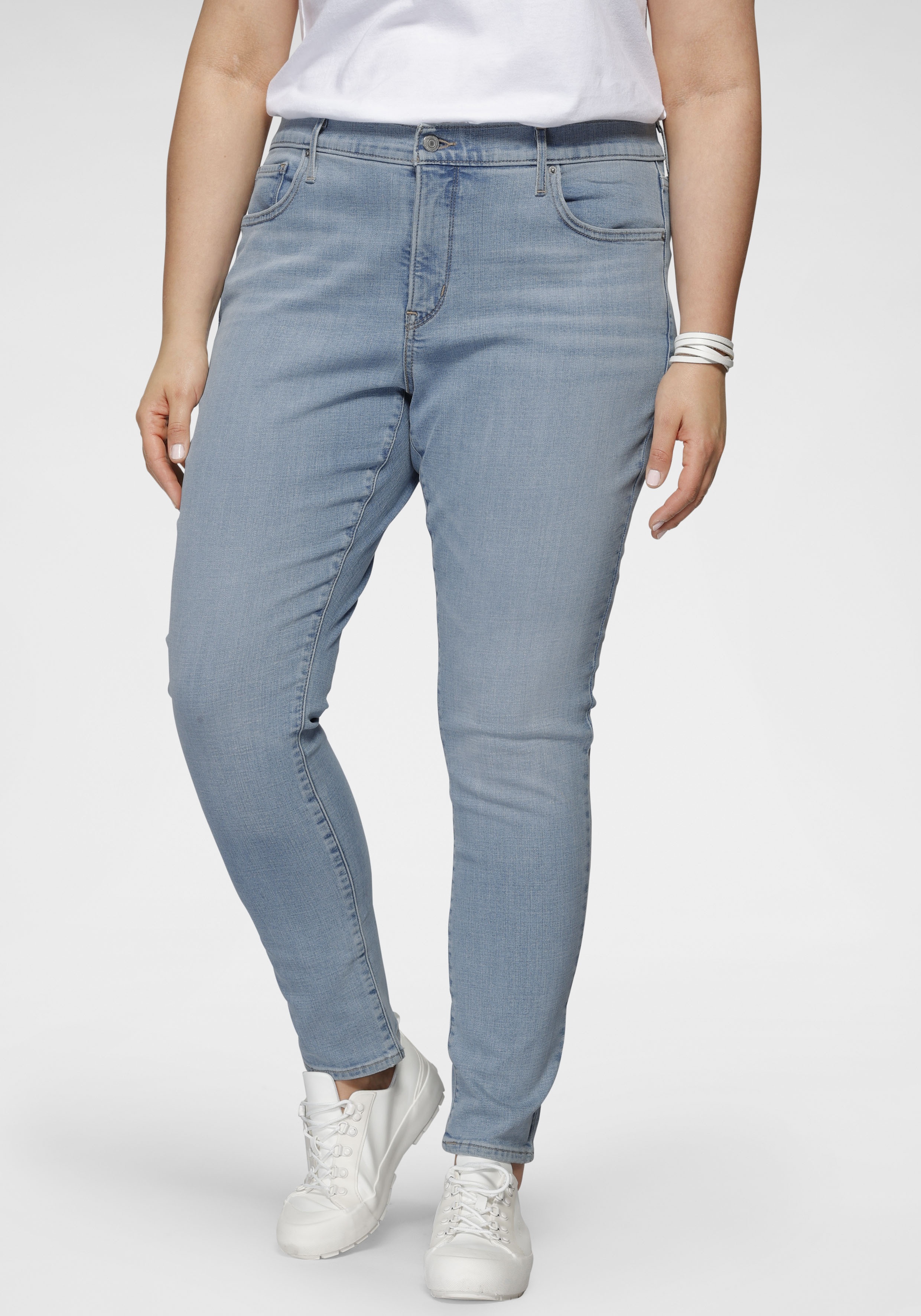 Skinny-fit-Jeans LEVI'S PLUS "311 PL SHAPING SKINNY" Gr. 22 (52), Länge 30, blau (bleached) Damen Jeans Röhrenjeans