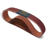 POWERTEC 424206A Schleifbänder, Körnung 60, Aluminiumoxid-Bandschleifer, Schleifband für Bandschleifer, Band- und Tellerschleifer, Holzbearbeitung, Metallpolieren, 10 Stück