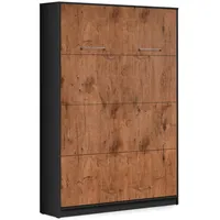 QMM TraumMöbel Schrankbett 140 x 200 cm Braun/Schwarz