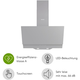 Wiggo A642 Dunstabzugshaube 60cm kopffrei I Abluft Umluft Dunstabzug 626m3/h - Touch-Display 4 Stufen I Energieeffizienzklasse A Schräghaube inkl...