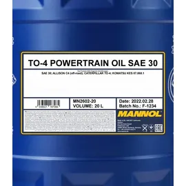 Mannol TO-4 Powertrain Oil MN2602-20 SAE 30 20 l