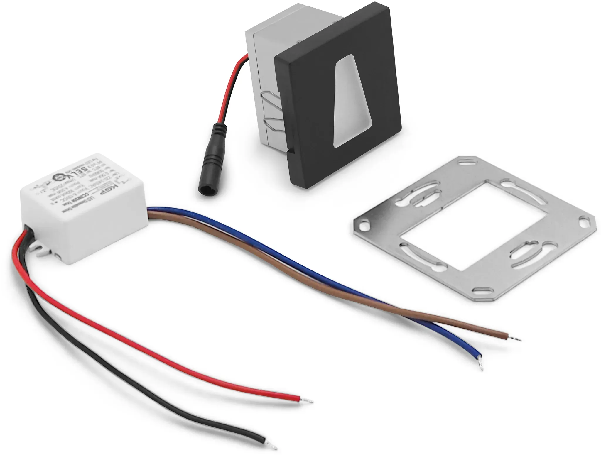 qles WET0814 Wandeinbauleuchte Trapez, für Merten System-M, beleuchtet/LED/warmweiß (3000k), Anthrazit, edelmatt, IP44