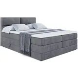 altdecor Boxspringbett mit Matratze und Topper, Polsterbett mit, H3- und H4- Matratzen, Bettkasten, ... - Dunkelgrau