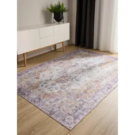 benuta Teppich George, rechteckig, Höhe: 5 mm, Vintage-Look, Kurzflor, Teppich Wohnzimmer, Schlafzimmer, Waschbar lila rechteckig | 60 cm x 120 cm x 5 mm