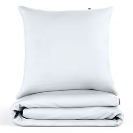 Wolkenfeld Bettwäsche 135x200 Baumwolle Mako-Satin Traumhaft weiches - 1x Bettbezug 135 x 200 - 1x Kissenbezug 80x80
