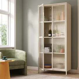 [en.casa] Vitrinenschrank Säkylä 180 x 80 x 35 cm Kamelfarben