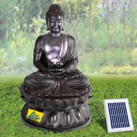 Gartenbrunnen Brunnen Zierbrunnen Zimmerbrunnen Springbrunnen Brunnen Wasserfall Wasserspiel für Garten, Gartenteich (Solar - Brunnen Buddha-Eternity mit LED-Licht)