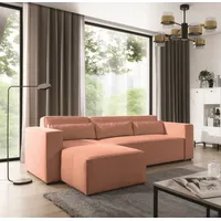 Ecksofa Schlafsofa WALDO Stoff Brooklyn Coral Ottomane Links - Rosa