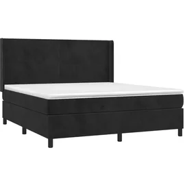 vidaXL Boxspringbett mit Matratze & LED Schwarz 180x200 cm Samt