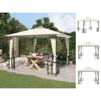 vidaXL Pavillon mit Seitenwänden & Doppeldach 3x3 m Creme