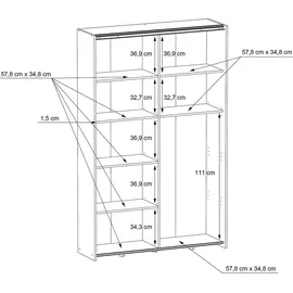 EFFEZETA Ozula Schwebetürenschrank 120 x 190,5 x 42 cm grau