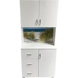 Hti-Living HTI-Living, Badezimmerschrank, Badschrank Blanca Wellness Motiv Düne Hochschrank 6 Regalfächer 3 Schubladen