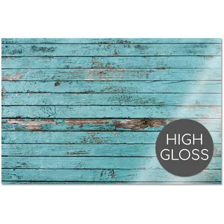 Küchen-Rückwand Spritzschutz I Dekor Holz blau I 60 x 40 x 0.3 cm I Vintage Shabby I Fliesenschutz für den Herd und Spüle | Küche Zubehör | Arbeitsplatte I Fliesenspiegel I Aluverbund I dv793