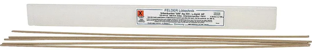 Silberhartlot-Handpackung FELDER DIN EN 1044, Ag 203 (L-Ag44) 5 Stäbe a 2,0mm