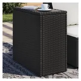 vidaXL Garten-Beistelltisch mit Glasplatte Schwarz 58x27,5x55cm Rattan