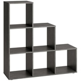 FMD FMD-Möbel Bücherregal Mega 1, 248-001, anthrazit, Stufenregal aus Holz, 6 Fächer, 104,5 x 108 x 33cm