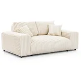 S-Style Couch Plüschcord 2-Sitzer Beige