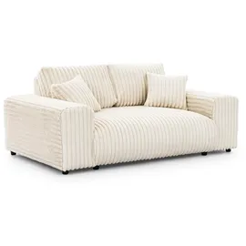 S-Style Couch Plüschcord 2-Sitzer Beige
