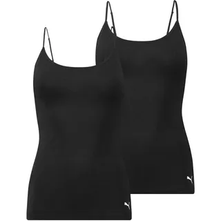 PUMA Damen Spaghetti Top Unterhemd Iconic Camisole 604030001 2er Pack, Farbe:Schwarz, Wäschegröße:XL, Artikel:-200 Black - XL