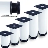 ID Dinkel Möbelfuße verstellbar 50mm Sofafuß Küchenfuß Sockelfüße Bettfüße Bein Weiß 300 mm