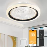 NACATIN Deckenventilator Mit Beleuchtung und Fernbedienung, LED Acryl Deckenventilator, stufenlose Dimmung und einstellbare Windgeschwindigkeit, ideal für Schlafzimmer (schwarz, Beiliegend)