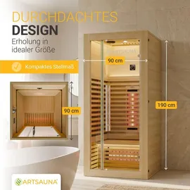 Artsauna Trondheim90 Natur - Vollspektrumstrahler mit LED-Beleuchtung, Bluetooth Audio, App-Steuerung, 1705 W Leistung