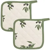 Kracht Topflappen "Olivenzweige" 2er-Pack Olivenzweige Größe 22x22 cm