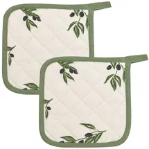 Kracht Topflappen "Olivenzweige" 2er-Pack Olivenzweige Größe 22x22 cm