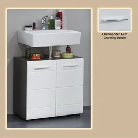 WELLTIME Waschbeckenunterschrank Sovana Waschbeckenunterschrank mit 2 Türen - (B/T/H) 60/31/57 cm silberfarben|weiß