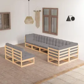 vidaXL 8-tlg. Garten-Lounge-Set mit Kissen grau