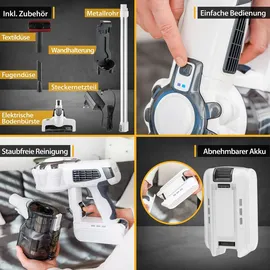 First Austria 2-in-1 Akku Staubsauger grau-weiß